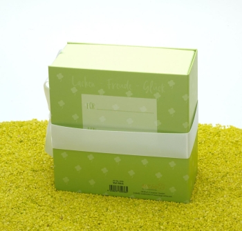 Geschenkschachtel mit Schleife - Viel Glück 13 x 13 cm