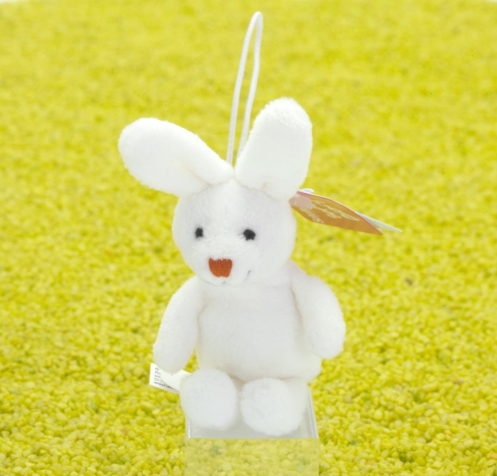 Schlüsselanhänger Supermini Hase Hoppsy weiß sitzend 6cm