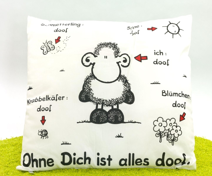 Kissen aus Baumwolle ODIAD in weiß - Ohne Dich ist alles doof