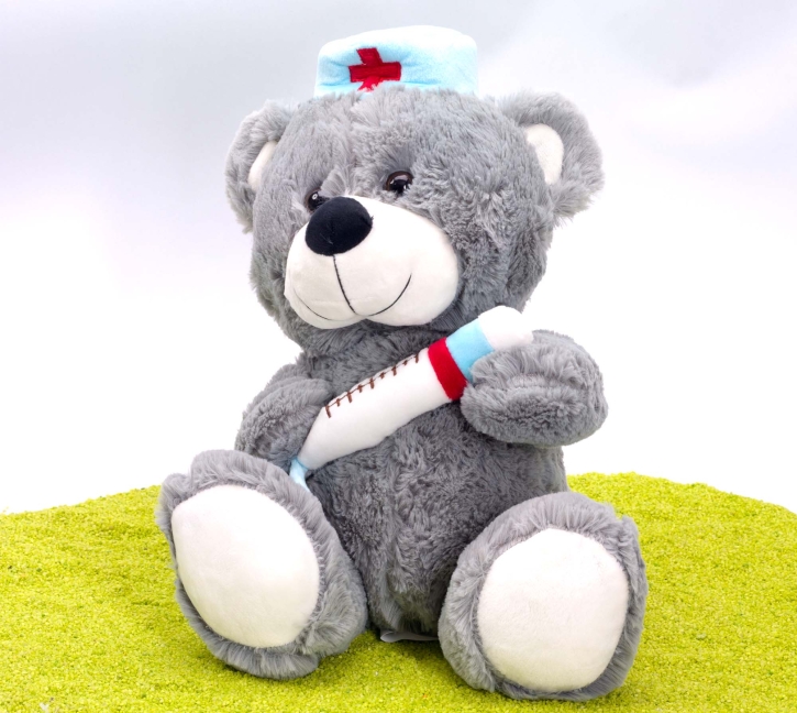 Plüschtier Teddybär Arzt / Ärztin mit Spritze